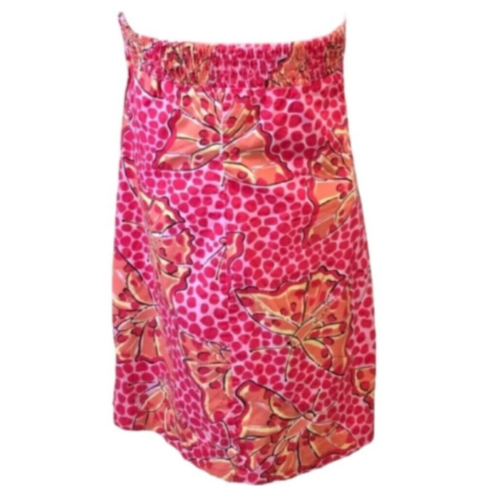 LILLY PULITZER Cha Cha Butterfly Halter Dress Girls Sz 16 Pink Orange #112N - Picture 3 of 7
